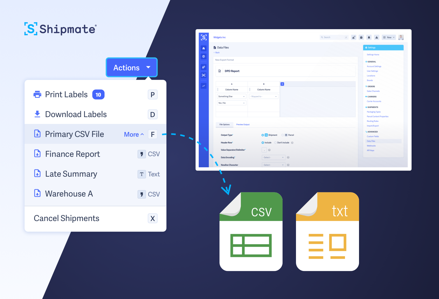 Custom CSV Export Options in Shipmate