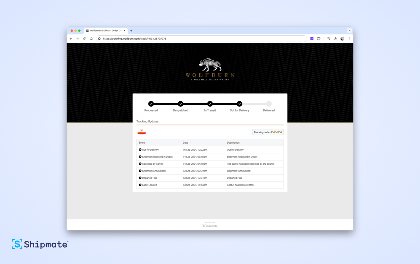 Wolfburn Tracking Portal